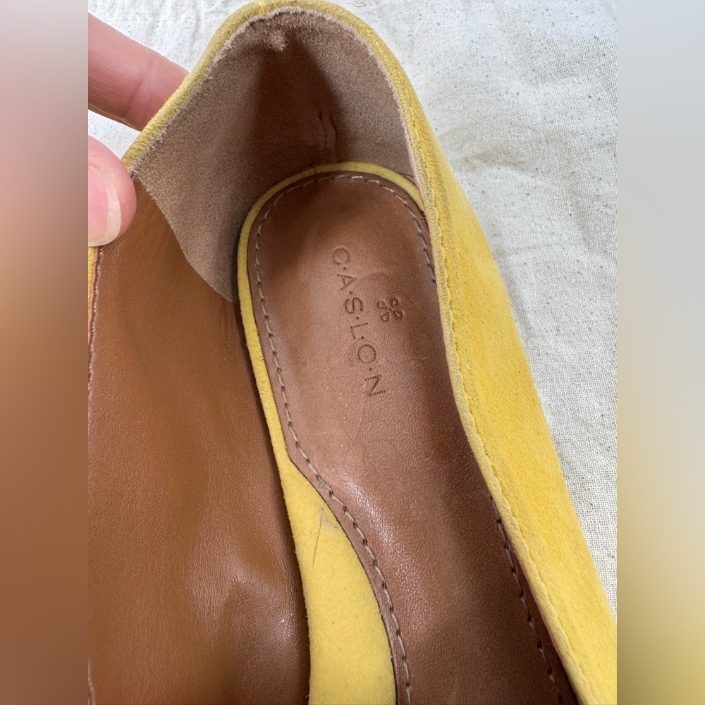 Caslon Women Yellow Leather Suede Loafers Size 8.5 - Picture 3 of 6